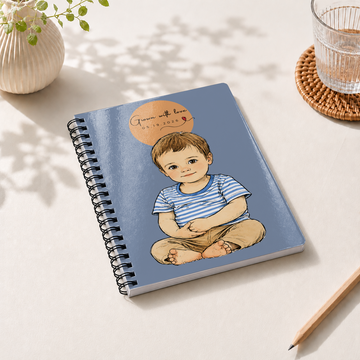 Personalized Family Sketch Doodle Spiral Bound Journal with Custom Text, Custom Family Portrait Notebook Gift