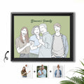 Customized Mom and Baby Dad and Kids Photo Turn to Doodle Art Style, Family Gift Anniversary Canvas-BeUnikArt