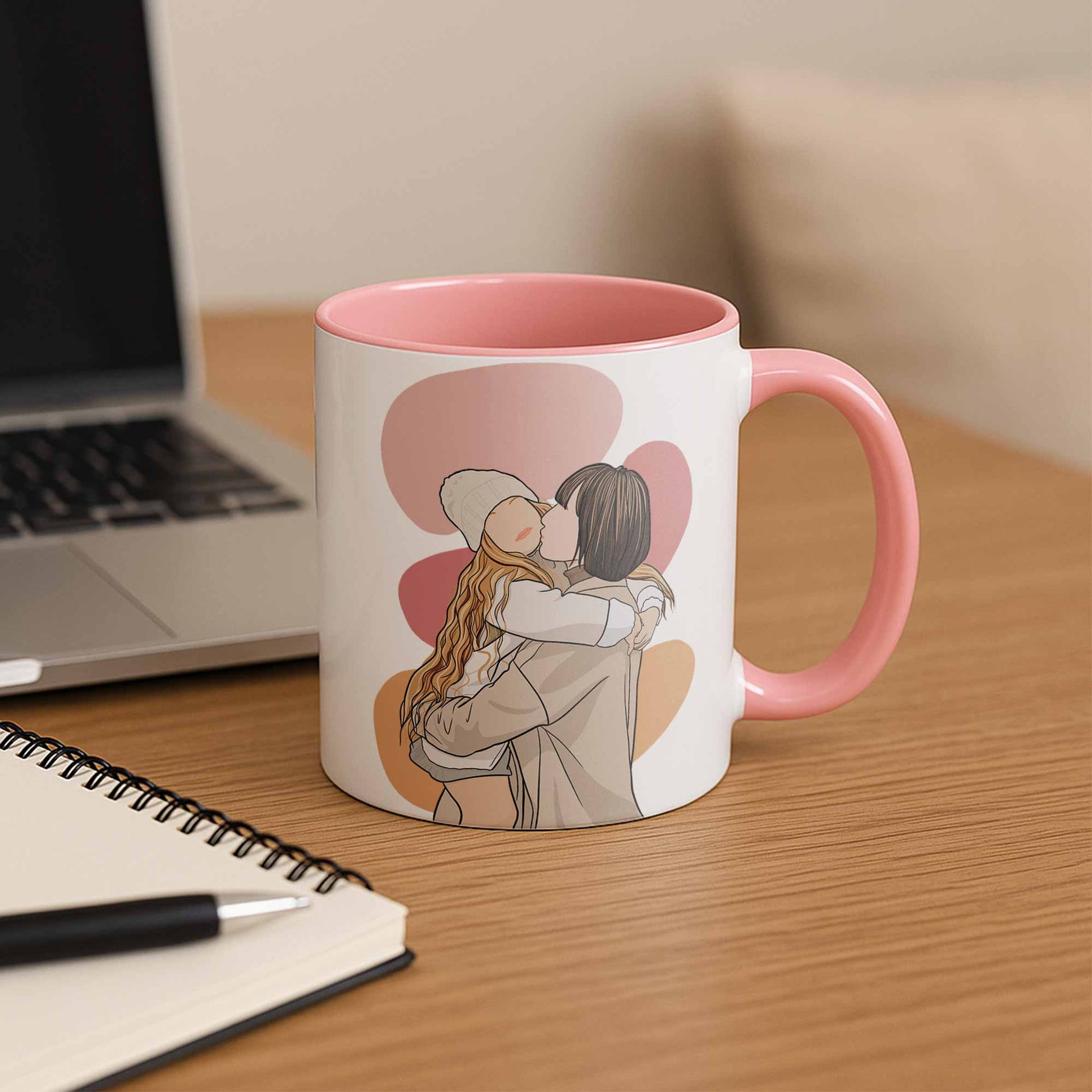 Customized Mom and Baby Photo Turn to Doodle Art Style, Family Gift Mug, Accent Coffee Mug (11, 15oz)-BeUnikArt