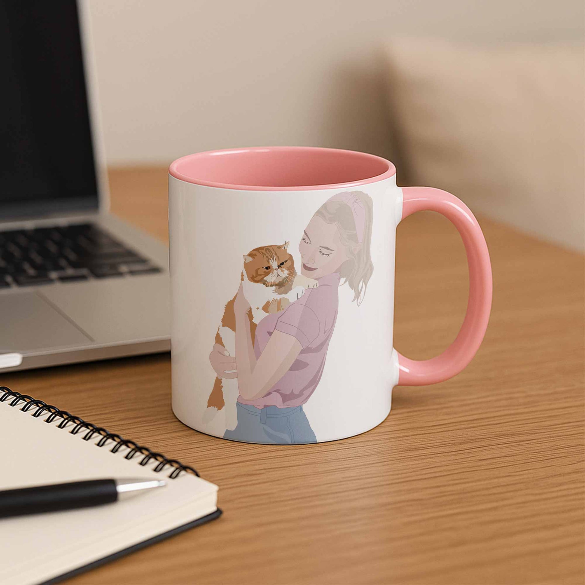 Personalized Cat Mom Turn Photo To Art Gift Idea, Keepsake For Pet Lover, Dog Memorial Accent Mug Coffee (11, 15oz)-BeUnikArt