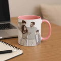 Customized Family Photo Turn to Doodle Art Style, Family Gift Mug, Accent Coffee Mug (11, 15oz)-BeUnikArt