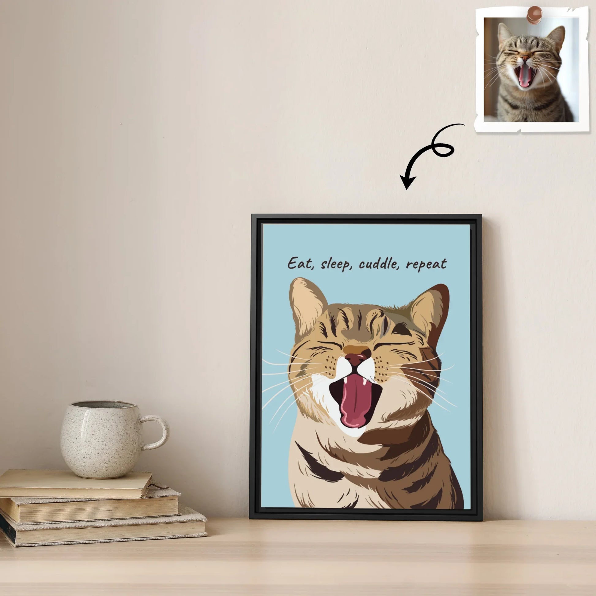 Customized Pet Lover Turn Portrait Photo to Illustration Art, Cat Mom Keepsake, Dog Loss Memorial Present, Pet Birthday Gift Canvas-BeUnikArt