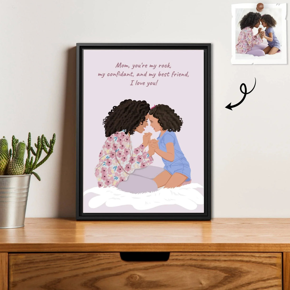 Personalized Illustration Art From Portrait Photo, Mom and Kid Memorial, Mothers Day Digital File-BeUnikArt