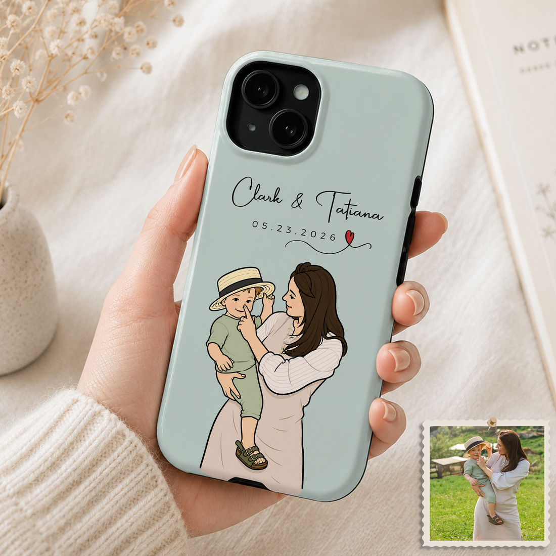 Tough Phone Case for iPhone & Samsung, Personalized Parent Funny Doodle Case with Custom Text