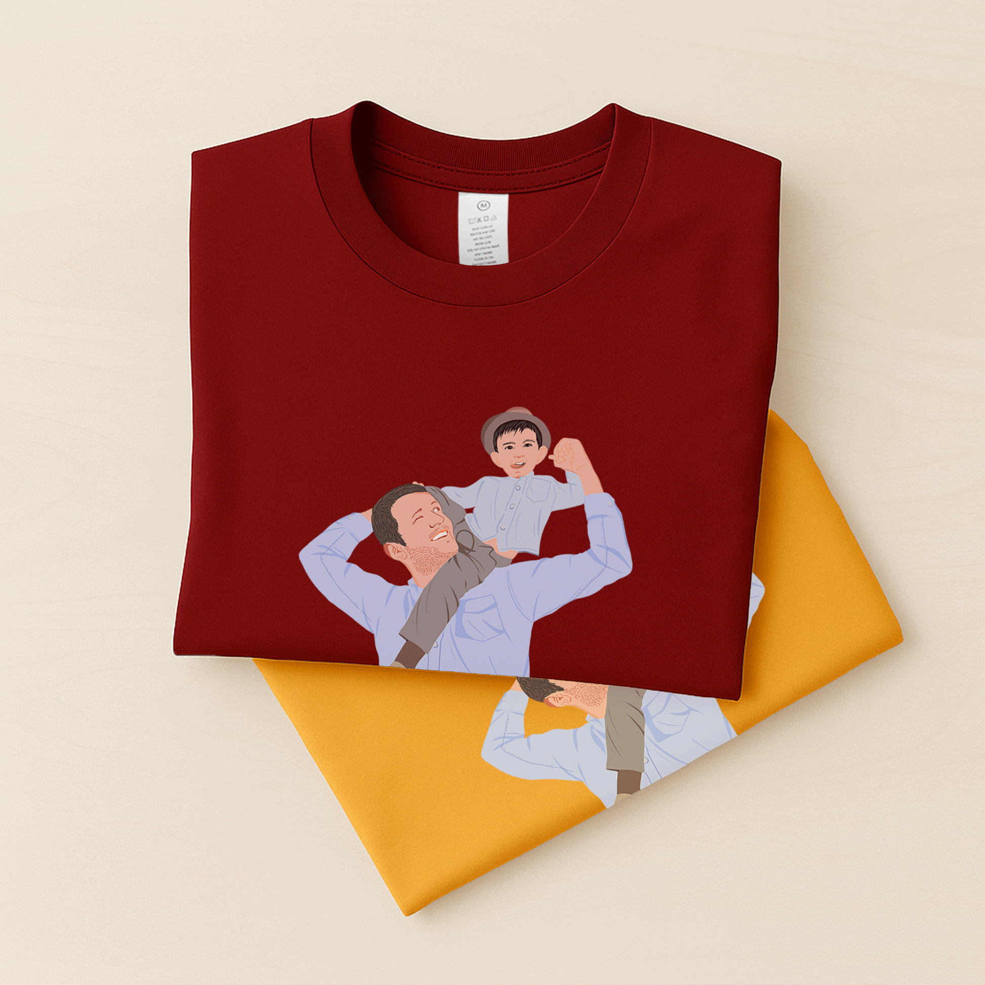 Customized Portrait to Art, Custom Gift Turn Art Picture For Dad, Memorial Fathers Day Unisex Crewneck T-shirt S-5XL-BeUnikArt
