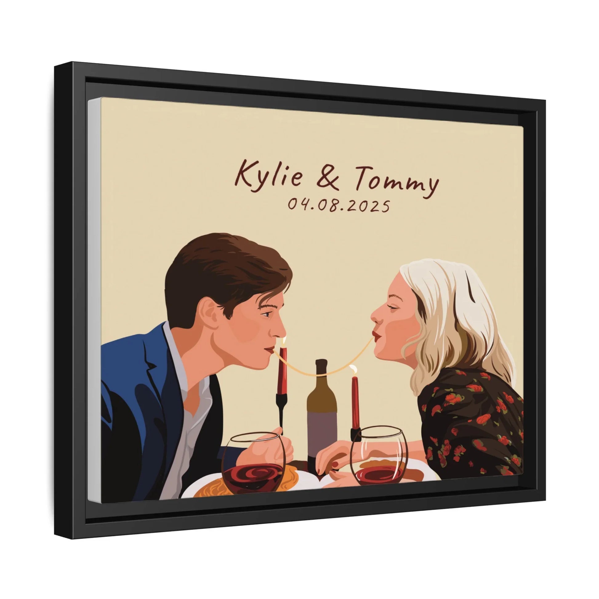 Personalized Couple Illustration Anniversary Gift, Custom Portrait from Photo on Canvas-BeUnikArt