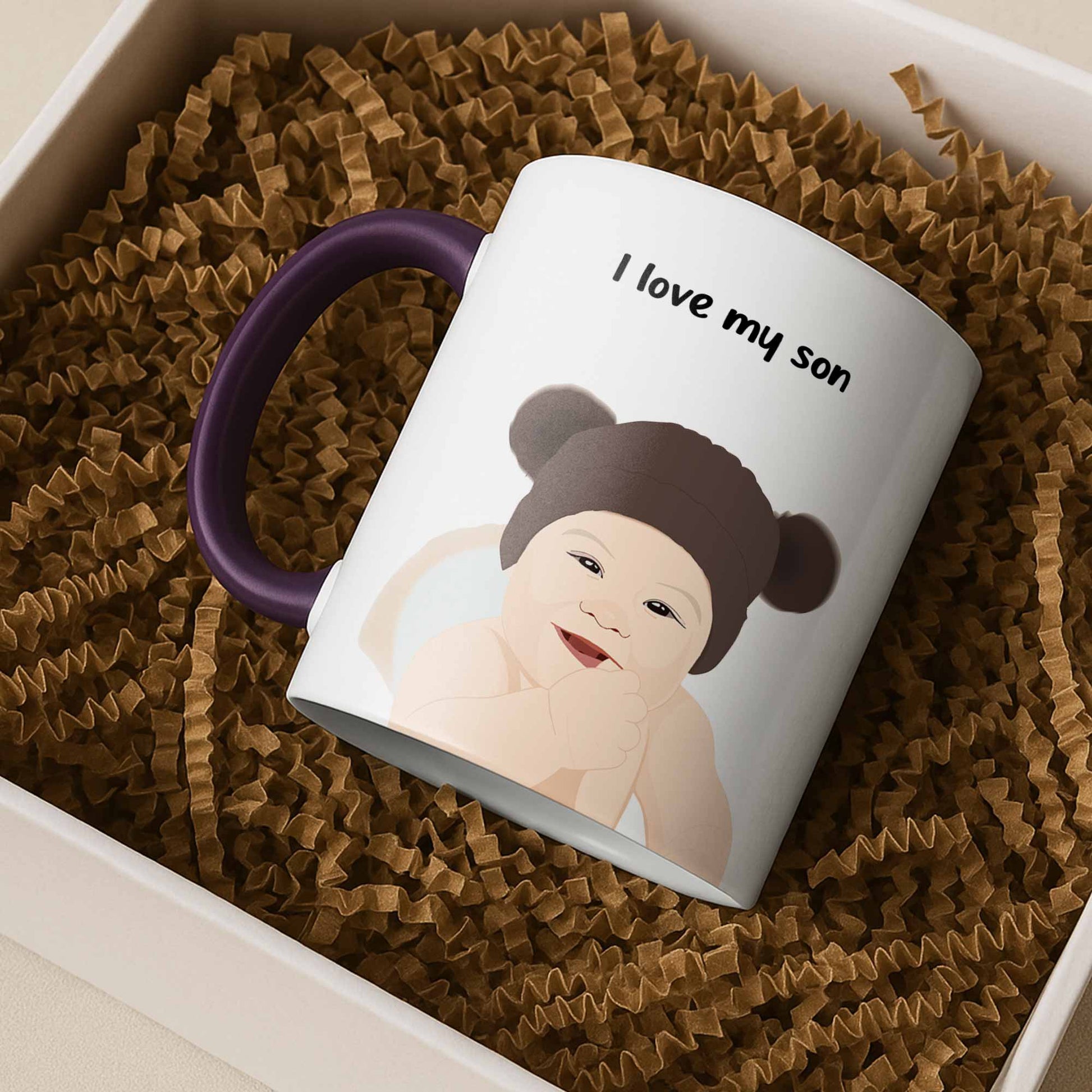Custom Baby Portrait Photo Art, Personalized Baby Illustration Art Mug, Newborn Keepsake Accent Mug (11, 15oz)-BeUnikArt