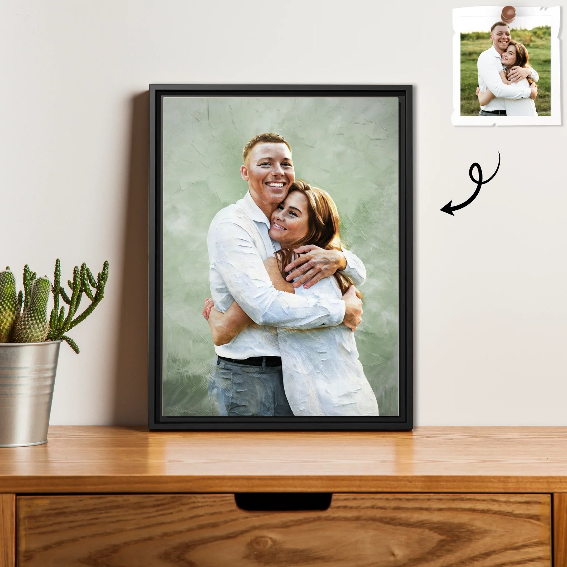 Customized Photo Turn Your First Date or Wedding Photo to Art, Personalized Oil Painting Style Couple Canvas-BeUnikArt