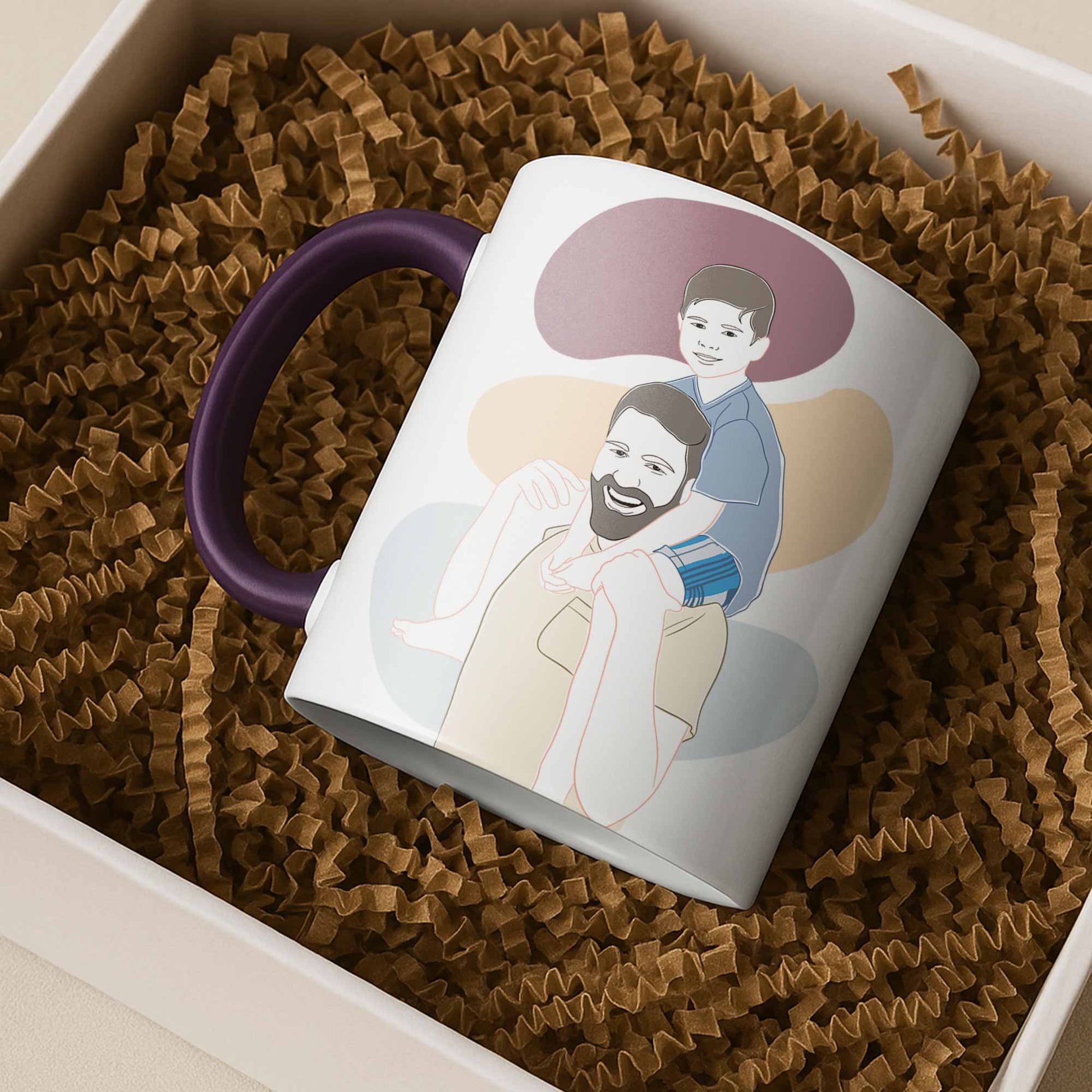 Customized Mom and Baby Photo Turn to Doodle Art Style, Family Gift Mug, Accent Coffee Mug (11, 15oz)-BeUnikArt