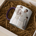 Customized Family Photo Turn to Doodle Art Style, Family Gift Mug, Accent Coffee Mug (11, 15oz)-BeUnikArt