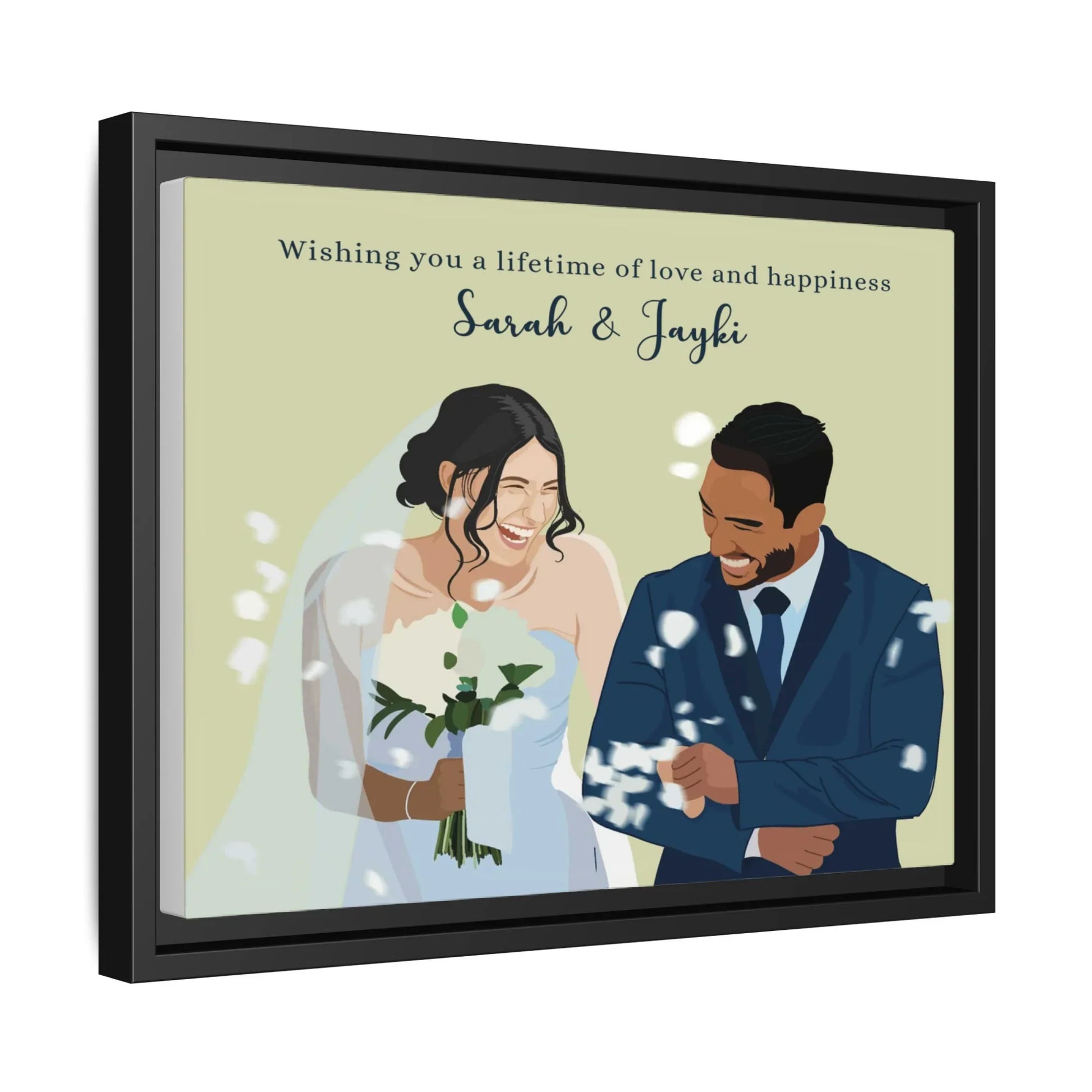 Personalized Wedding Illustration Art, Unique Gift for Newlyweds, Wedding Anniversary Canvas-BeUnikArt