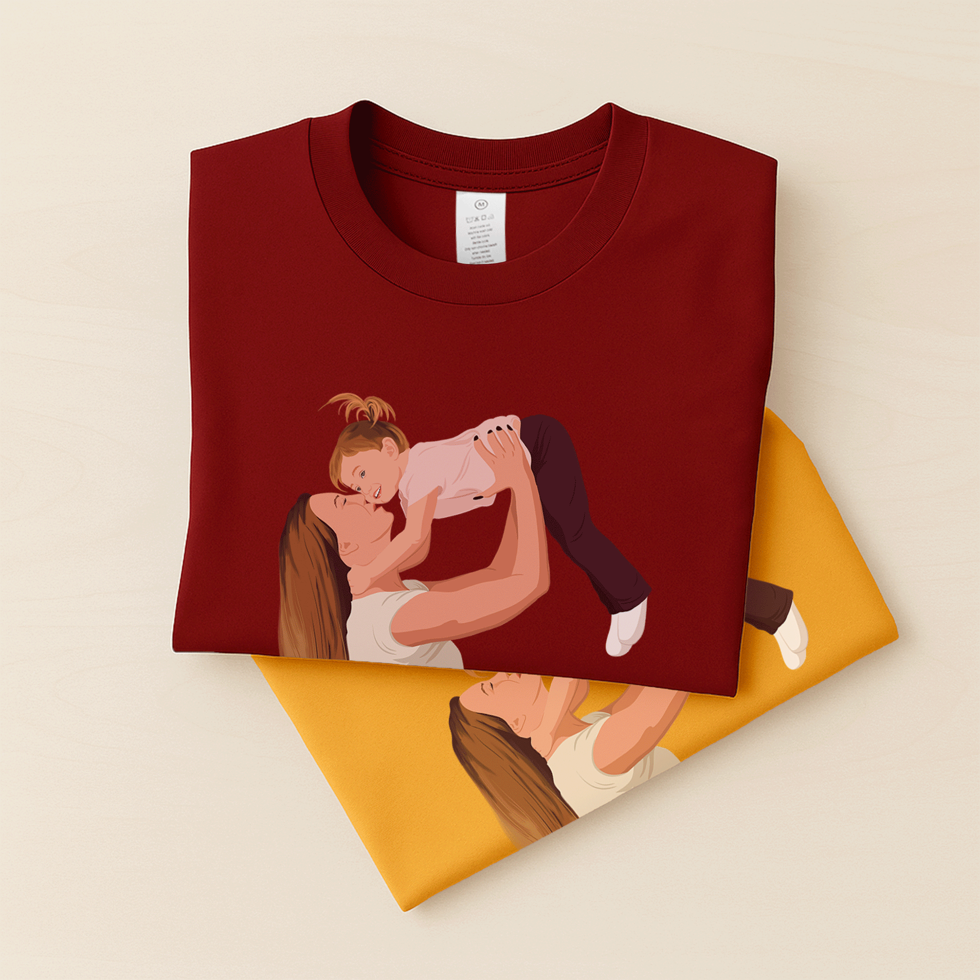 Custom Portrait from Photo, Personalized Illustration Painting Art, Memorial Mother's Day Gift Unisex Crewneck T-shirt S-5XL-BeUnikArt