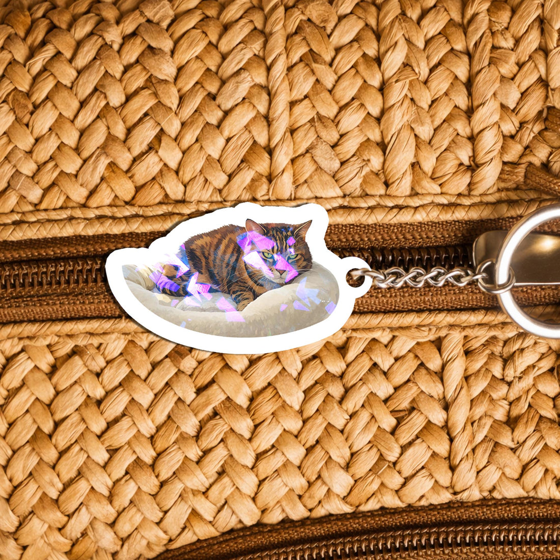 Personalized Pet Illustration Hologram Keychain - Custom Paw-trait Art Gift