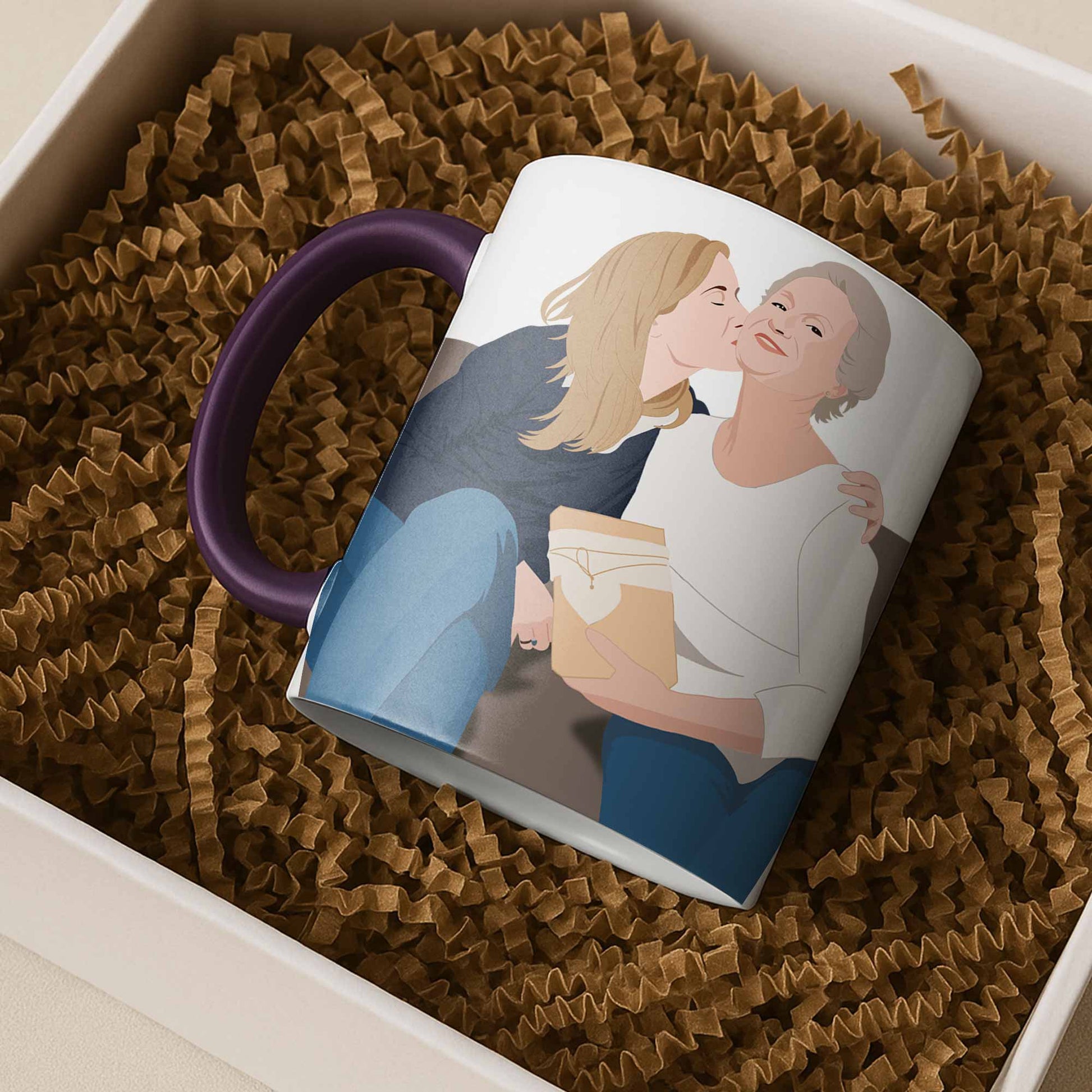 Customized Portrait Photo to Illustration Art Gift, Memorial Mother's Day Accent Coffee Mug (11, 15oz)-BeUnikArt