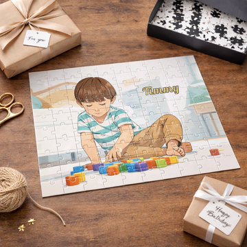 Personalized Baby Illustration Photo Puzzle - Custom Gift for New Parents, Sweet First Birthday & Baby Shower Keepsake