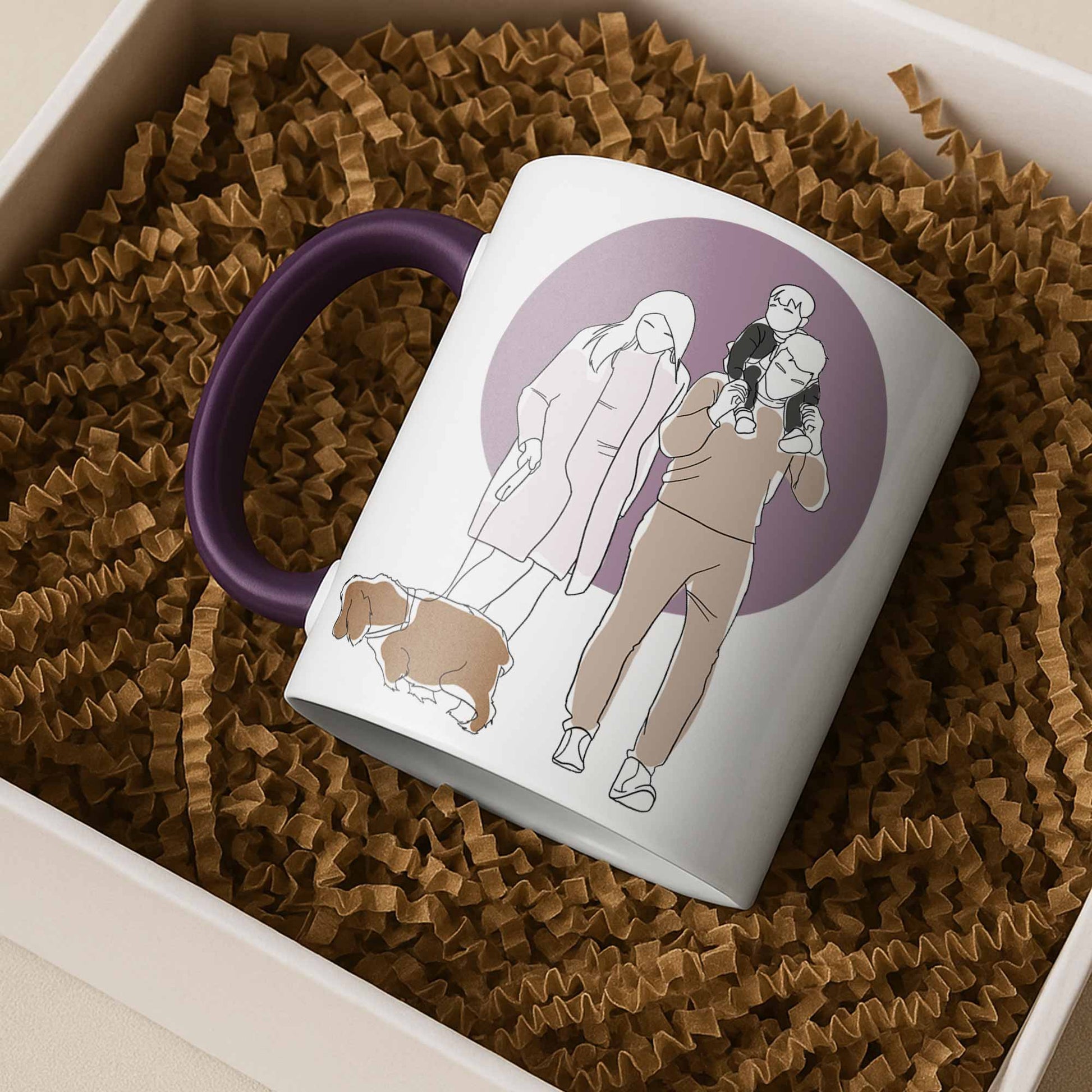 Personalized Turn Family Photo to Doodle Art Style, Perfect Gift for Father, Mother's Day, Accent Coffee Mug (11, 15oz)-BeUnikArt