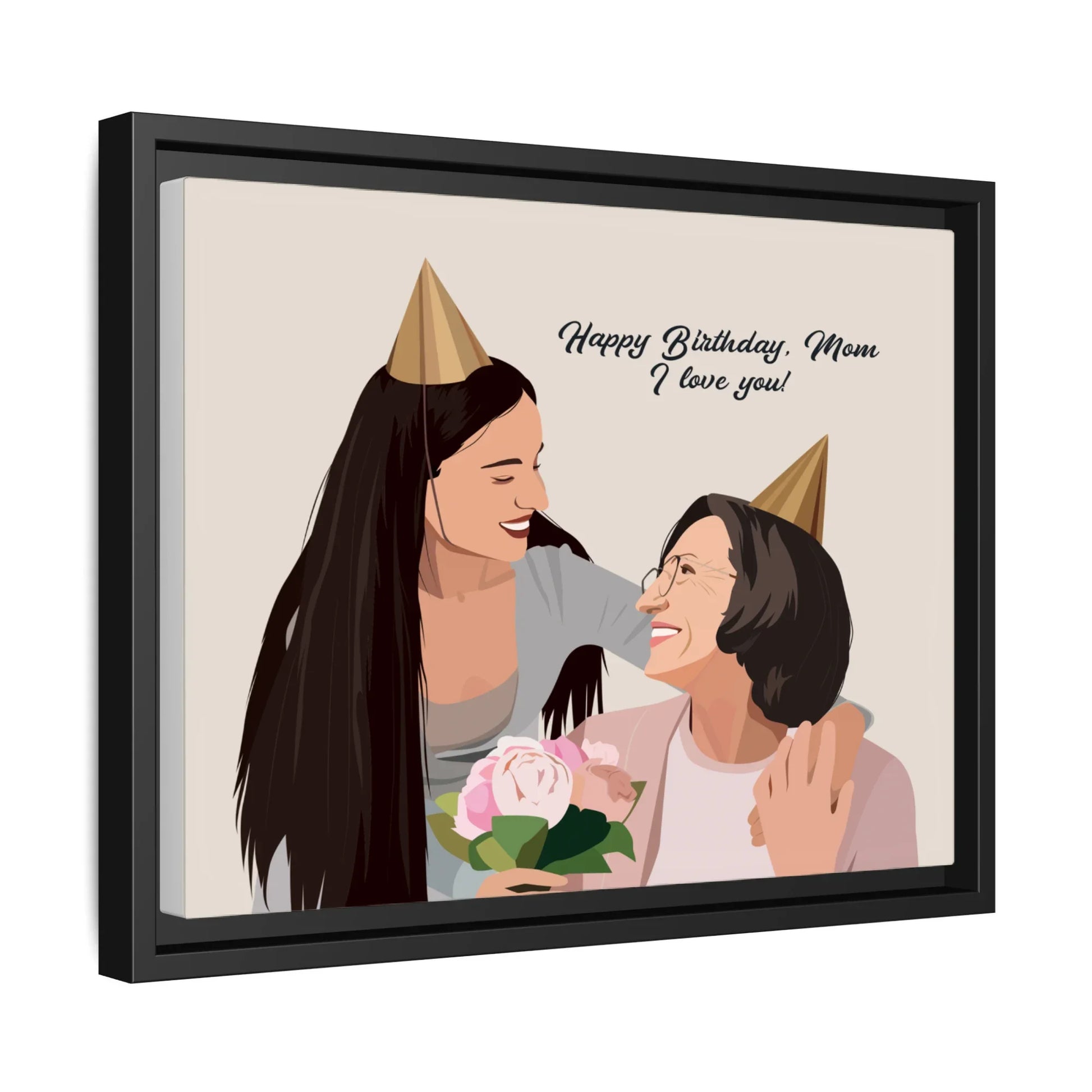 Happy Mothers Day Gift, Customized Portrait Photo to Illustration Art Paiting, Memorial Canvas-BeUnikArt