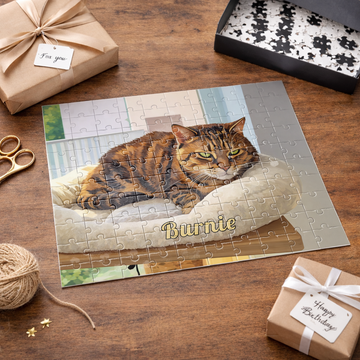 Personalized Pet Illustration Photo Puzzle - Custom Gift for Pet Lovers, Soulful Pet Memorial & Birthday Keepsake