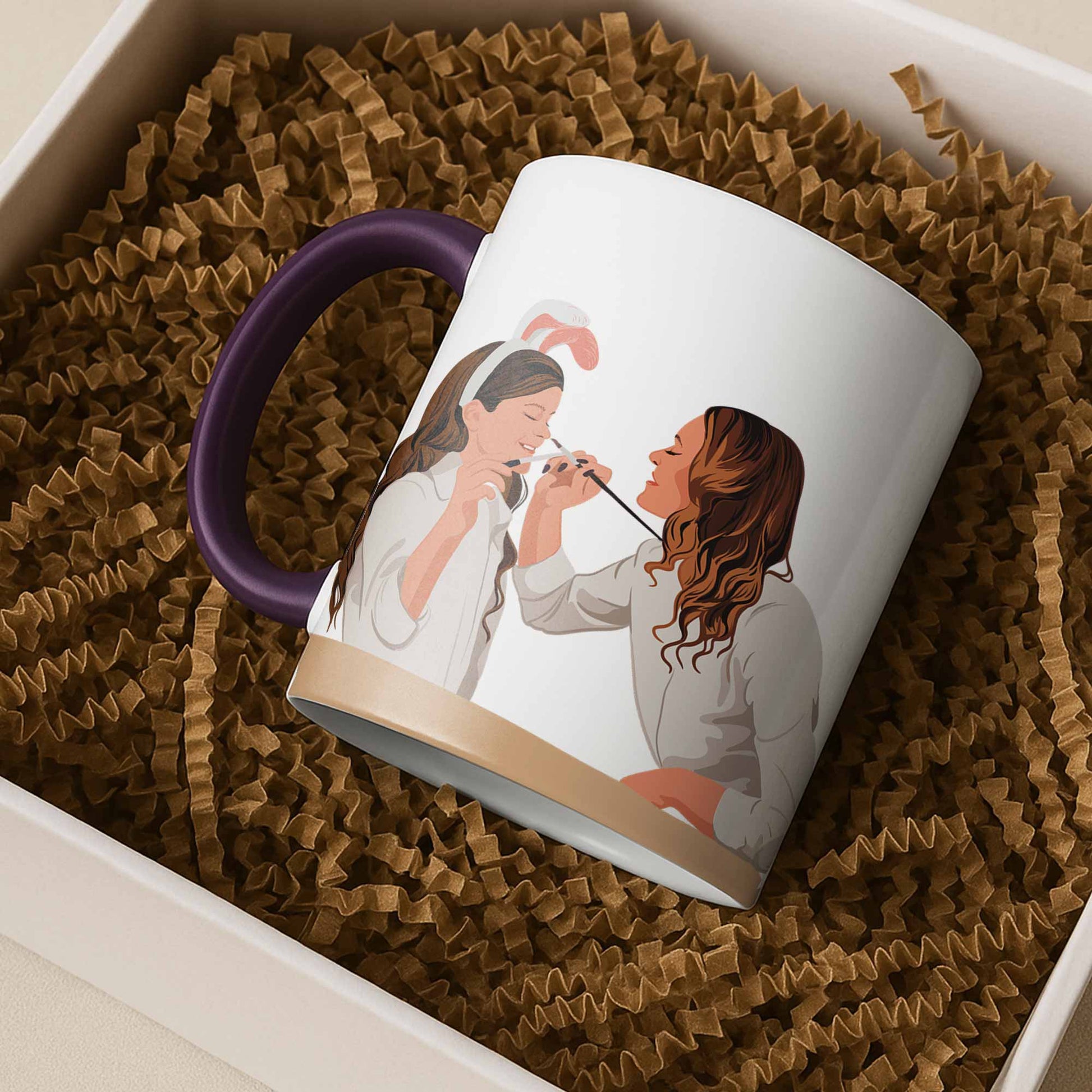 Custom Portrait Photo to Illustration Art, Personalized Gift for Memorial Mother's Day Accent Coffee Mug (11, 15oz)-BeUnikArt
