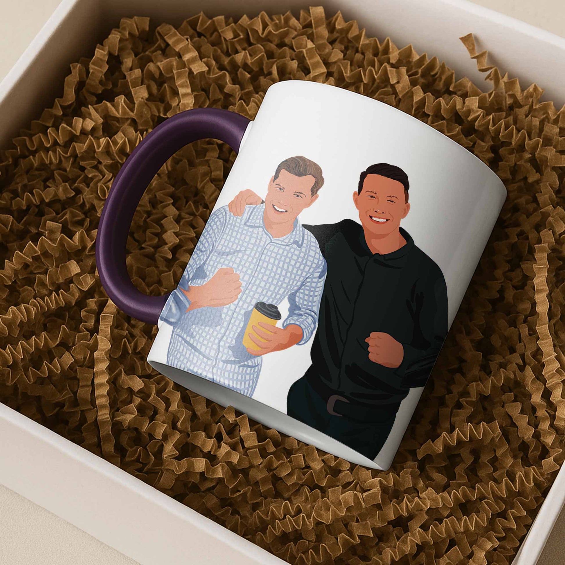 Custom Best Friends Portrait Turn Photo To Art, Thoughtful Friendship Gift, Best Friends Keepsake Accent Mug Coffee (11, 15oz)-BeUnikArt