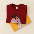 Personalized Illustration Art From Portrait Photo, Mom and Kid Memorial, Mothers Day Unisex Crewneck T-shirt S-5XL-BeUnikArt
