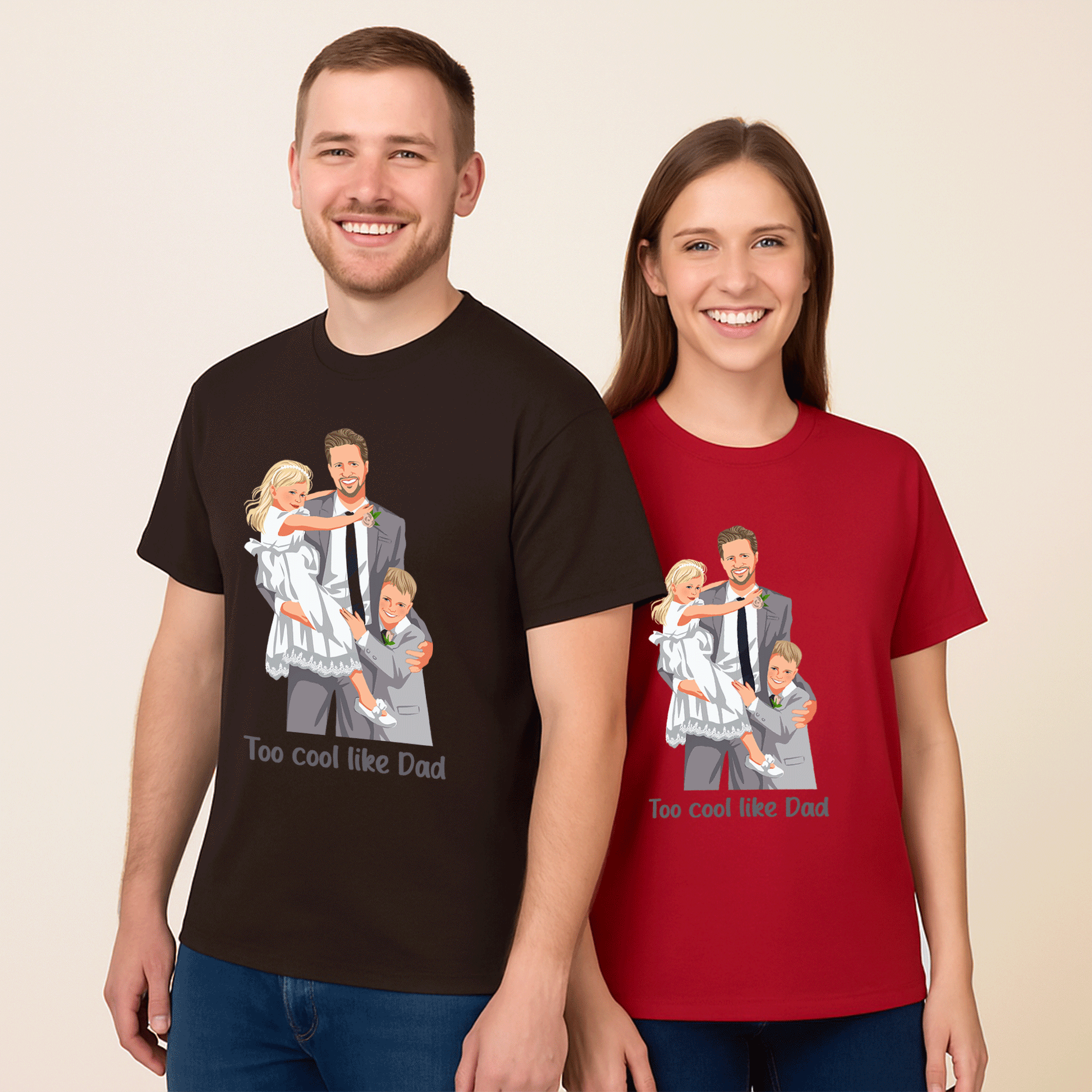 Customized Portrait to Art, Custom Gift Turn Art Picture For Dad, Memorial Fathers Day Unisex Crewneck T-shirt S-5XL-BeUnikArt
