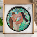 Custom Photo To Illustration Art, Mother Daughter Son Family Potrait Art Mother's Day Stained Glass Suncatcher, Window Hanging Gift for Mom-BeUnikArt