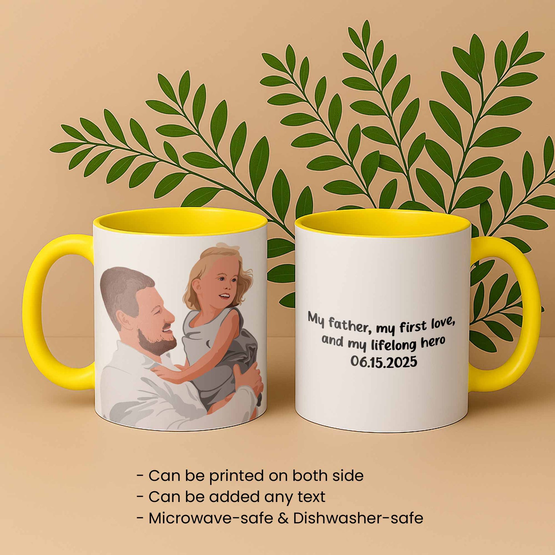 Customized Portrait to Art, Custom Gift Turn Art Mug For Dad, Memorial Fathers Day Accent Coffee Mug (11, 15oz)-BeUnikArt