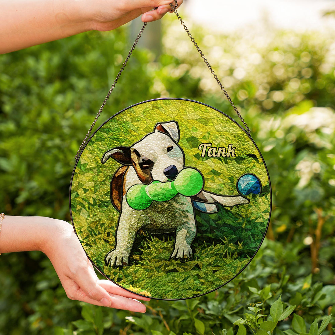 Personalized Pet Illustration Glass Suncatcher - Custom Gift for Pet Lovers, Soulful Dog & Cat Memorial Window Decor Keepsake