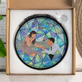 Personalized Romantic Couple Photo To Illustration Art, Turn Art Gift, Glass Suncatcher Hanging Window-BeUnikArt