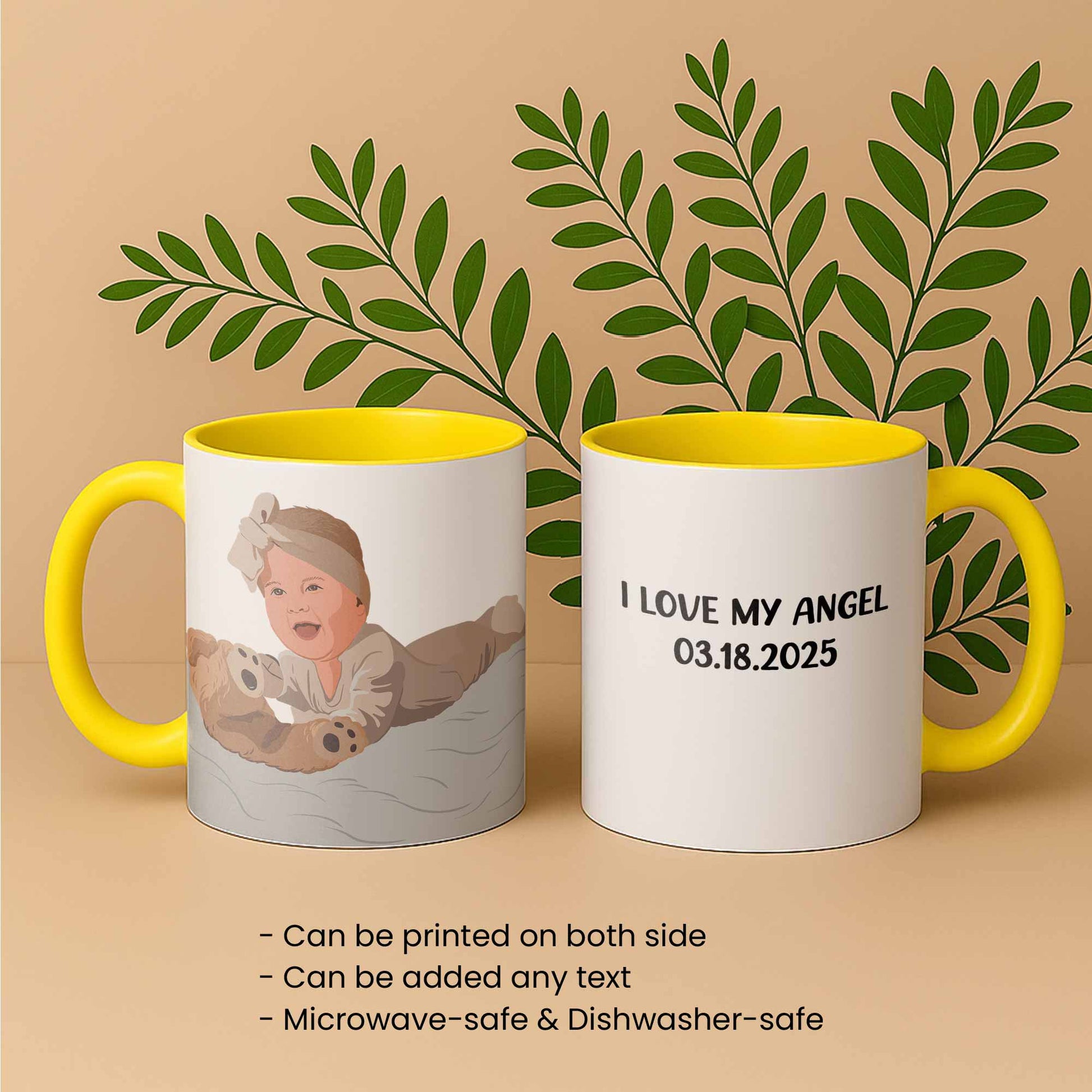 Custom Baby Portrait from Photo, Personalized Art Mug, Thoughtful Gift for Baby Shower, Accent Coffee Mug (11, 15oz)-BeUnikArt