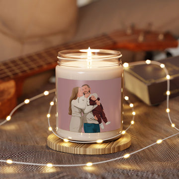 Personalized Illustration from Photo Family Portrait 9oz. Scented Soy Candle Digital Art Style Unique Gift for Home