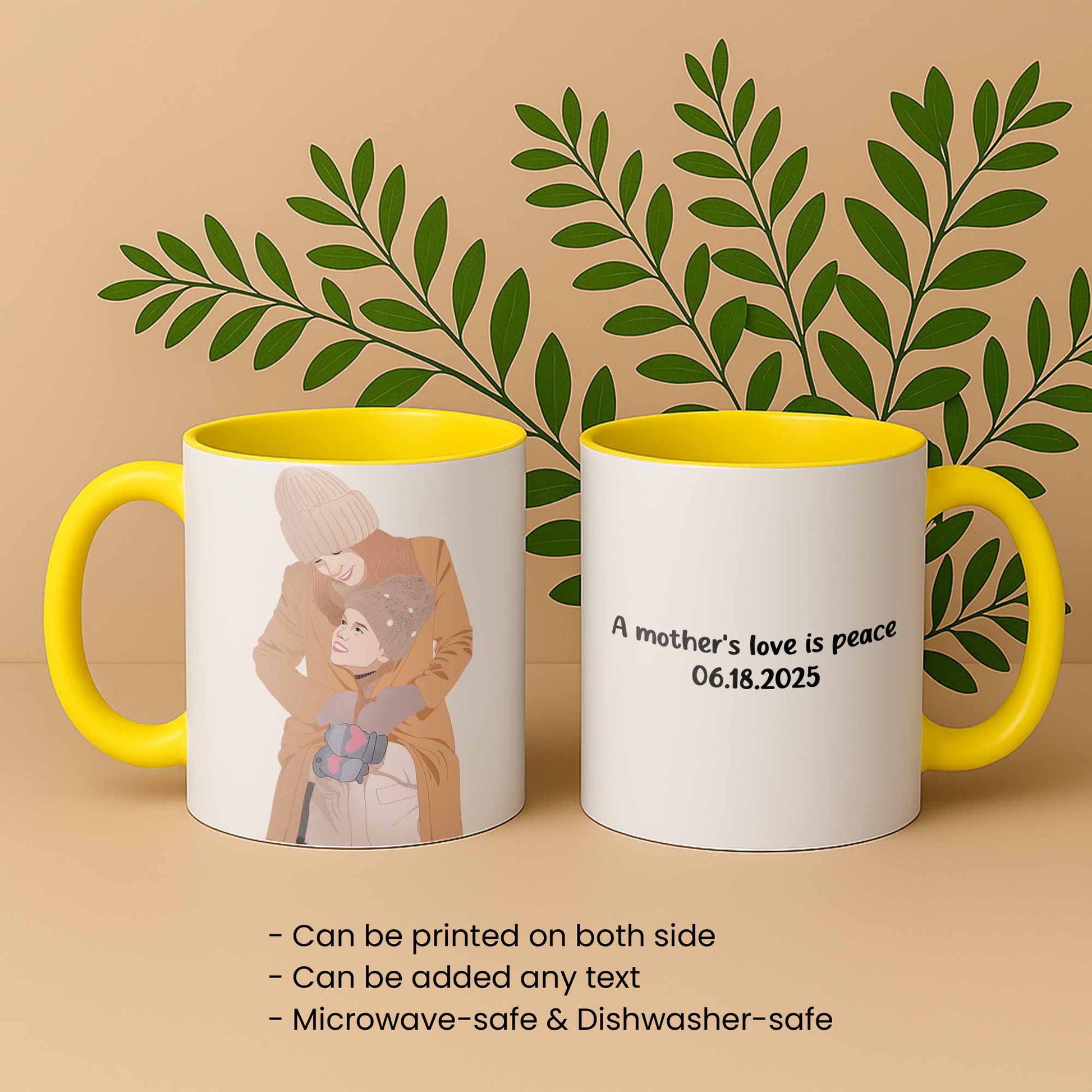 Custom Portrait Photo to Illustration Art, Personalized Gift for Memorial Mother's Day Accent Coffee Mug (11, 15oz)-BeUnikArt