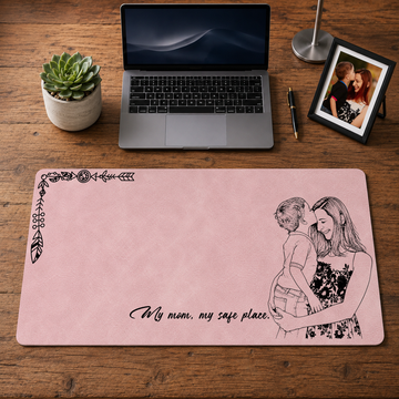 Personalized Photo to Line Art Mother and Child Portrait Desk Mat