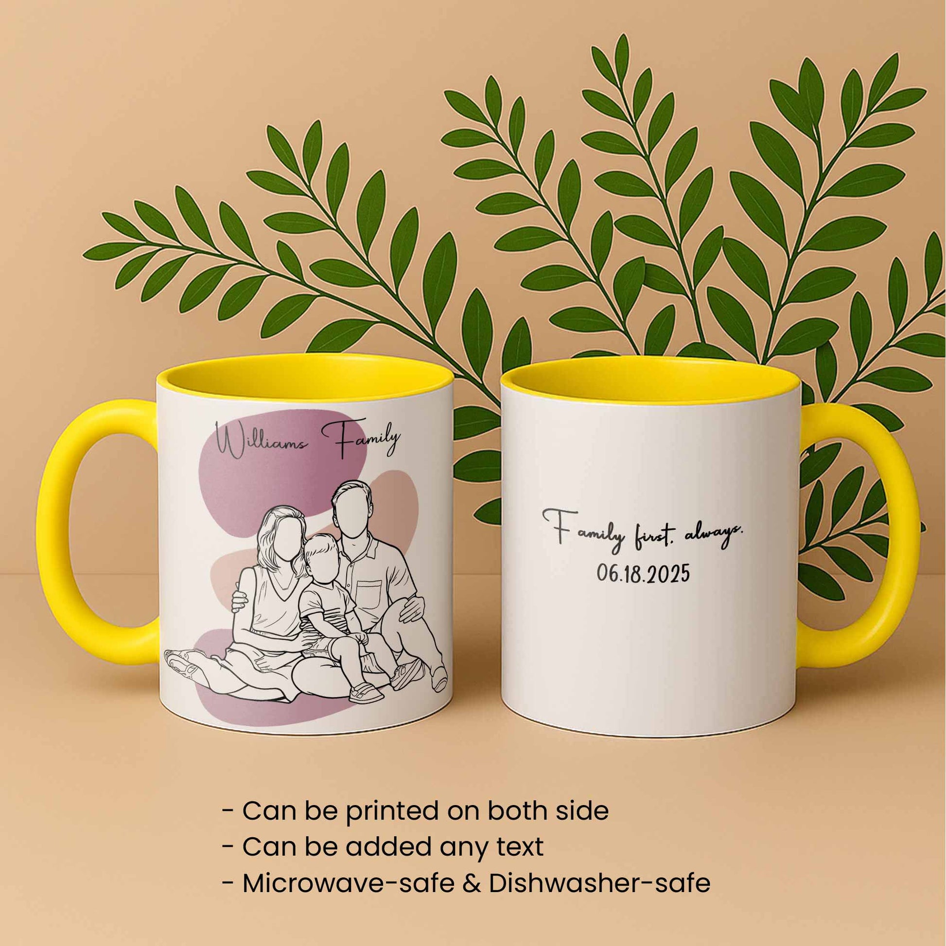 Custom Family Photo Turn To Line Art, Perfect Gift for Father, Mother's Day, Accent Coffee Mug (11, 15oz)-BeUnikArt