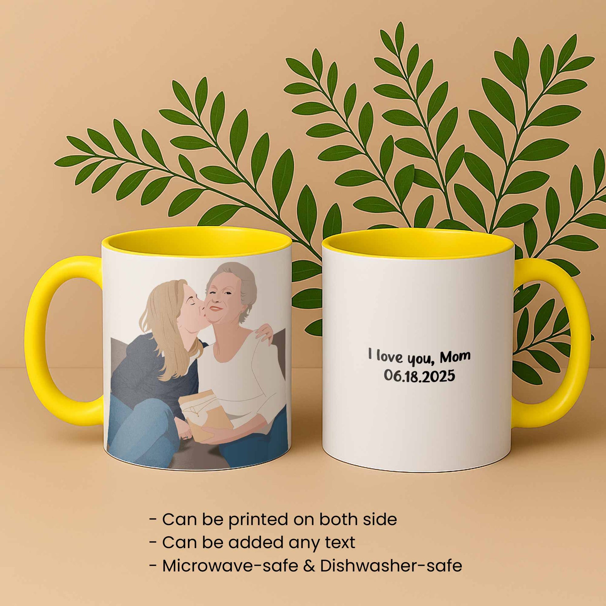 Customized Portrait Photo to Illustration Art Gift, Memorial Mother's Day Accent Coffee Mug (11, 15oz)-BeUnikArt
