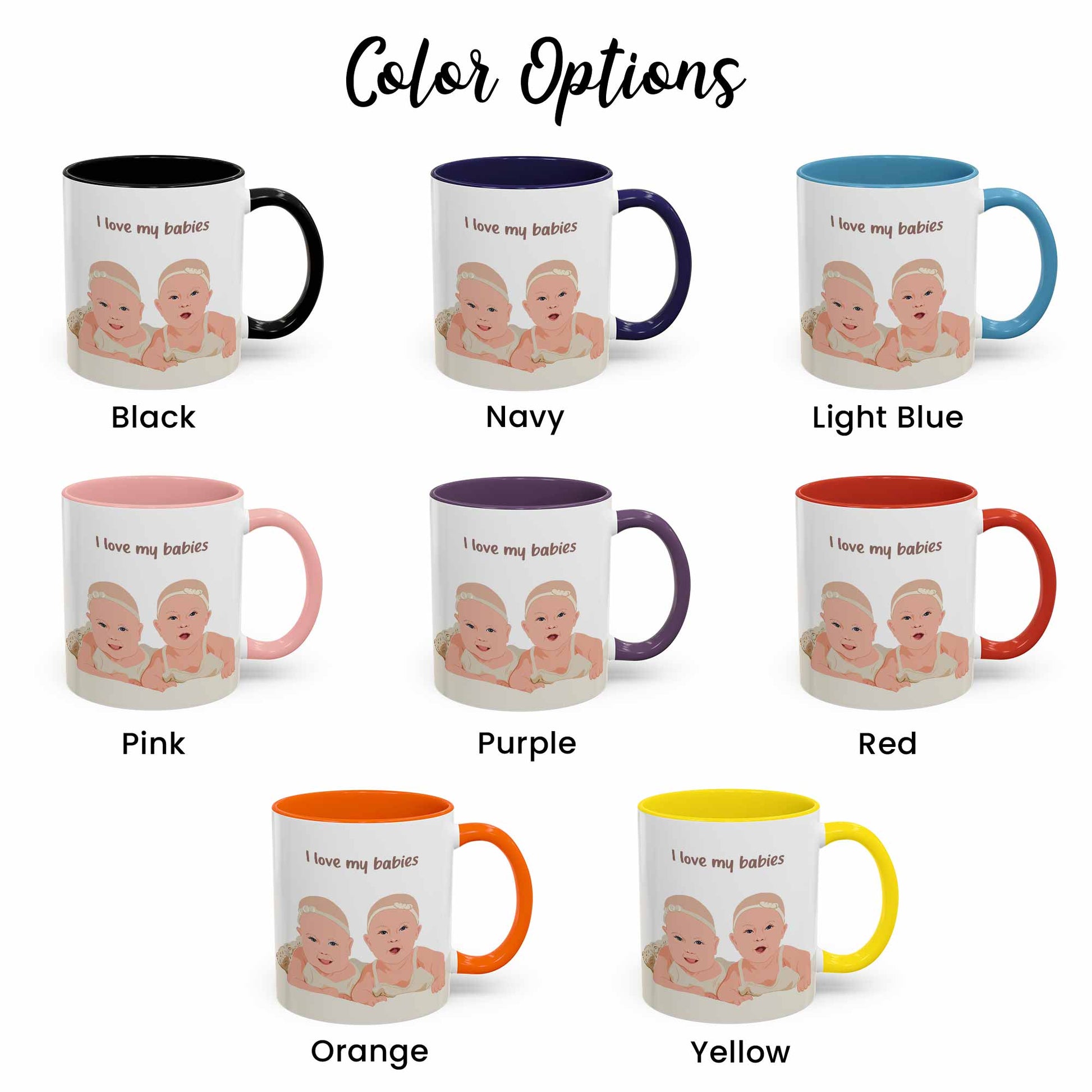 Custom Baby Portrait from Photo, Personalized Art Mug, Thoughtful Gift for Baby Shower, Accent Coffee Mug (11, 15oz)-BeUnikArt