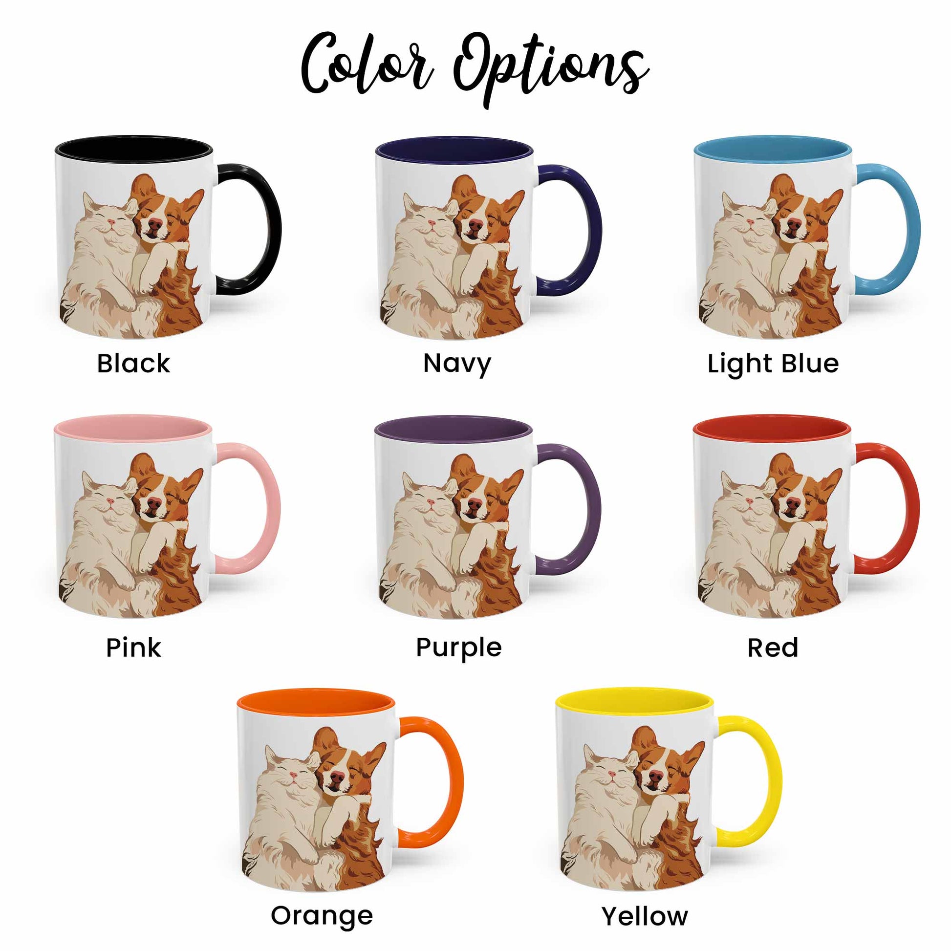 Customized Pet Lover Turn Portrait Photo to Illustration Art, Cat Mom Keepsake, Dog Memorial Present, Accent Coffee Mug (11, 15oz)-BeUnikArt