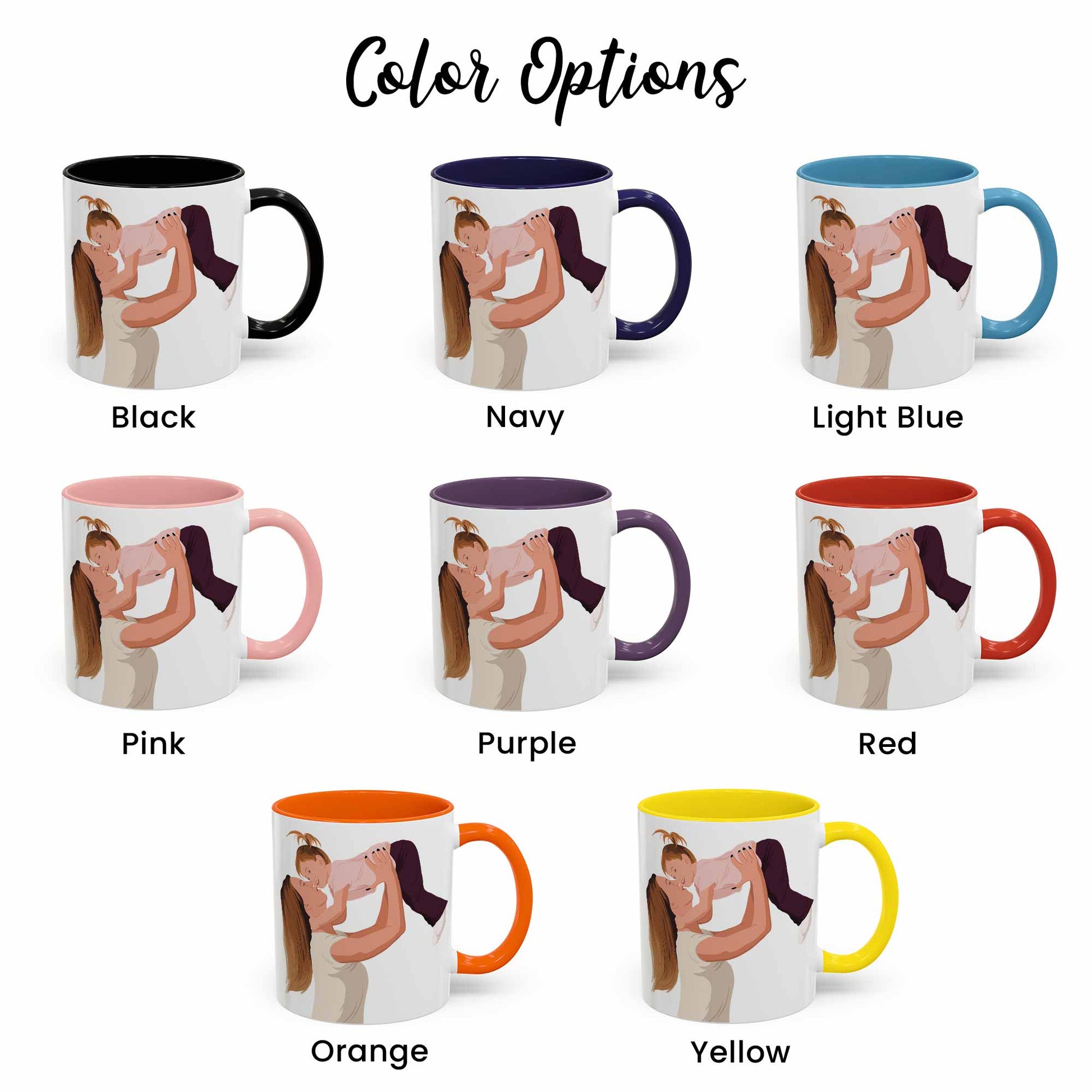 Custom Portrait Photo to Illustration Art, Personalized Gift for Memorial Mother's Day Accent Coffee Mug (11, 15oz)-BeUnikArt