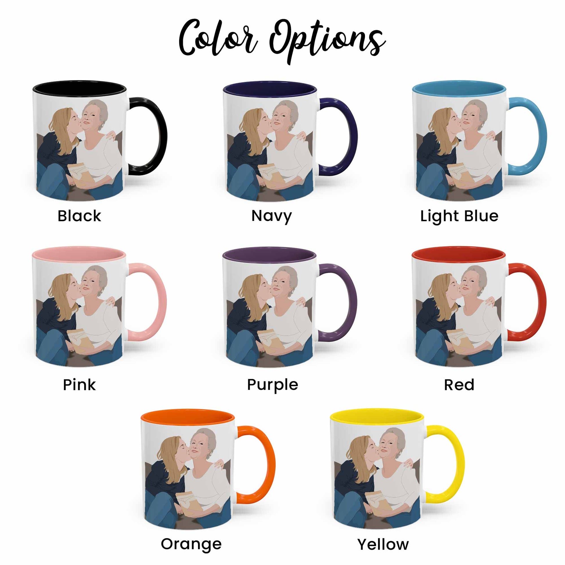 Customized Portrait Photo to Illustration Art Gift, Memorial Mother's Day Accent Coffee Mug (11, 15oz)-BeUnikArt