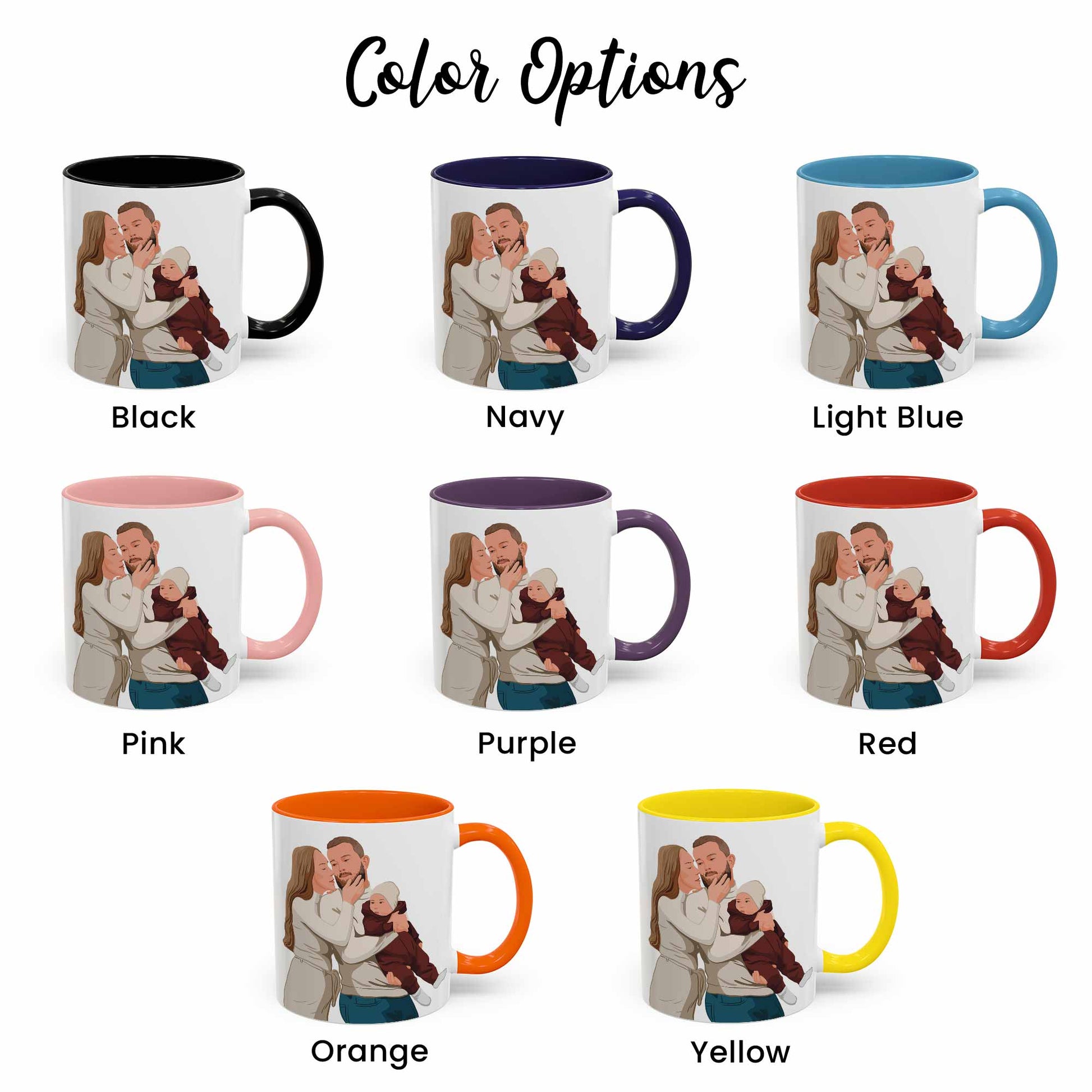 Personalized Family Portrait from Photo, Custom Illustrated Art on Mug, Anniversary Accent Coffee Mug (11, 15oz)-BeUnikArt