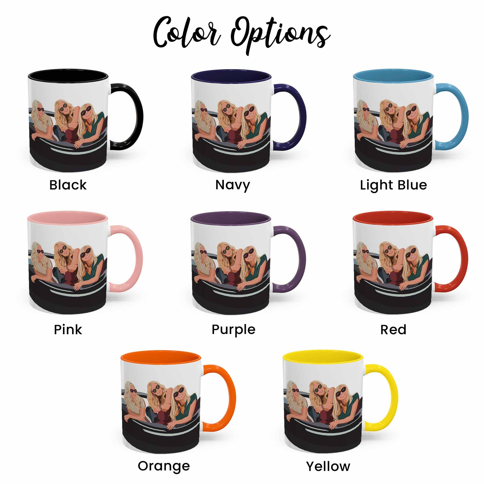 Custom Best Friends Portrait Turn Photo To Art, Thoughtful Friendship Gift, Best Friends Keepsake Accent Mug Coffee (11, 15oz)-BeUnikArt