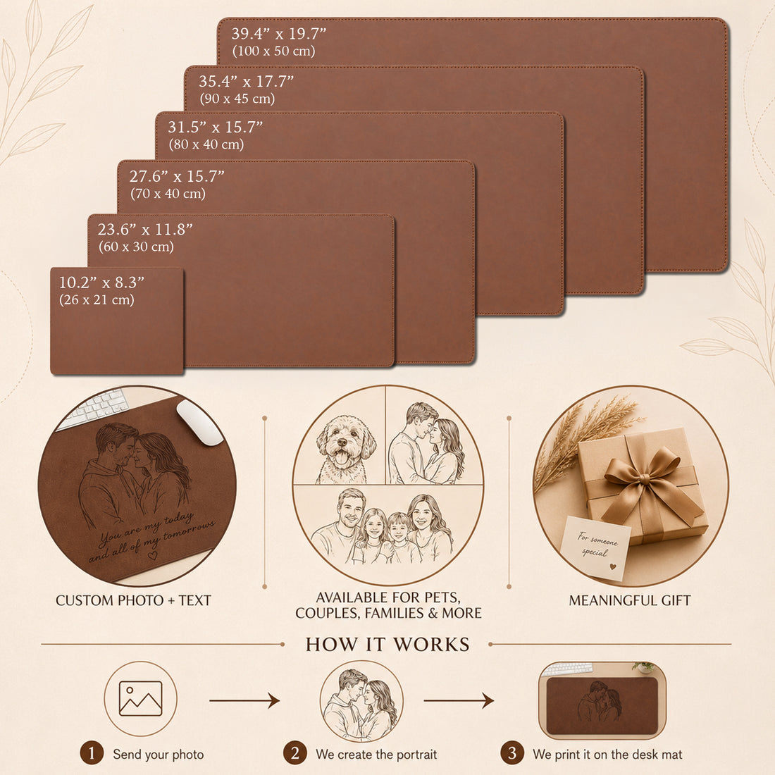 Personalized Photo to Line Art Family Keepsake Desk Mat