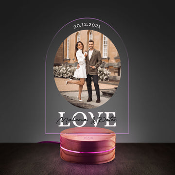 Personalized Couple Photo Night Light - Custom Acrylic Heart Lamp for Lovers, Romantic Anniversary & Valentine’s Day Gift