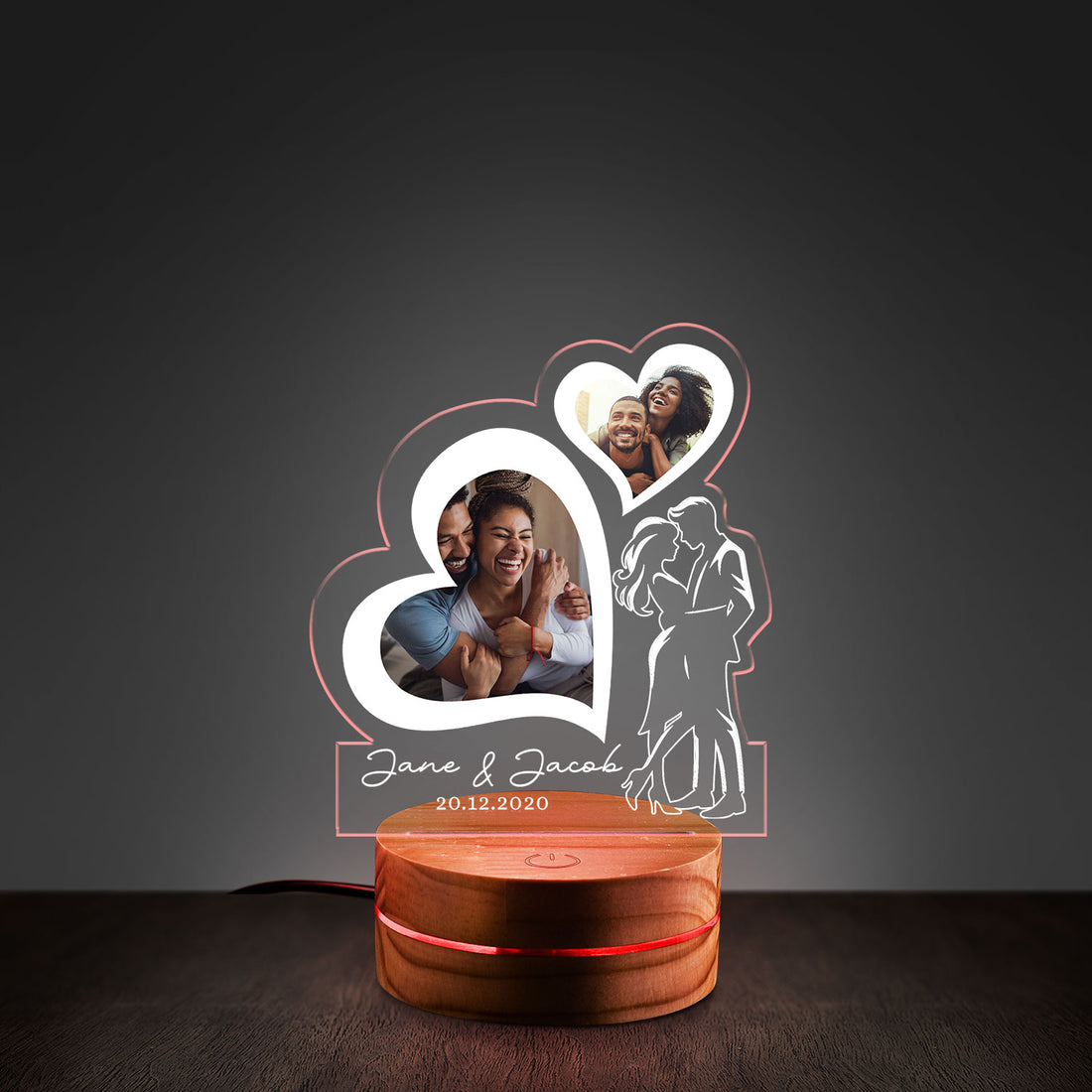 Custom Happy Valentine’s Day Photo Night Light - Personalized Acrylic Heart Lamp for Lover
