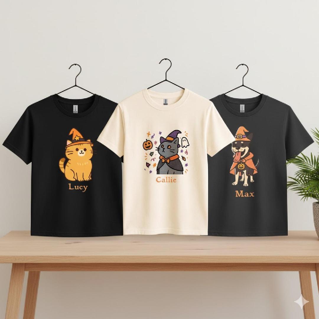 Custom Turn Photo into Halloween Art Pet Doodle Adults And Kids T-shirt and Sweatshirt