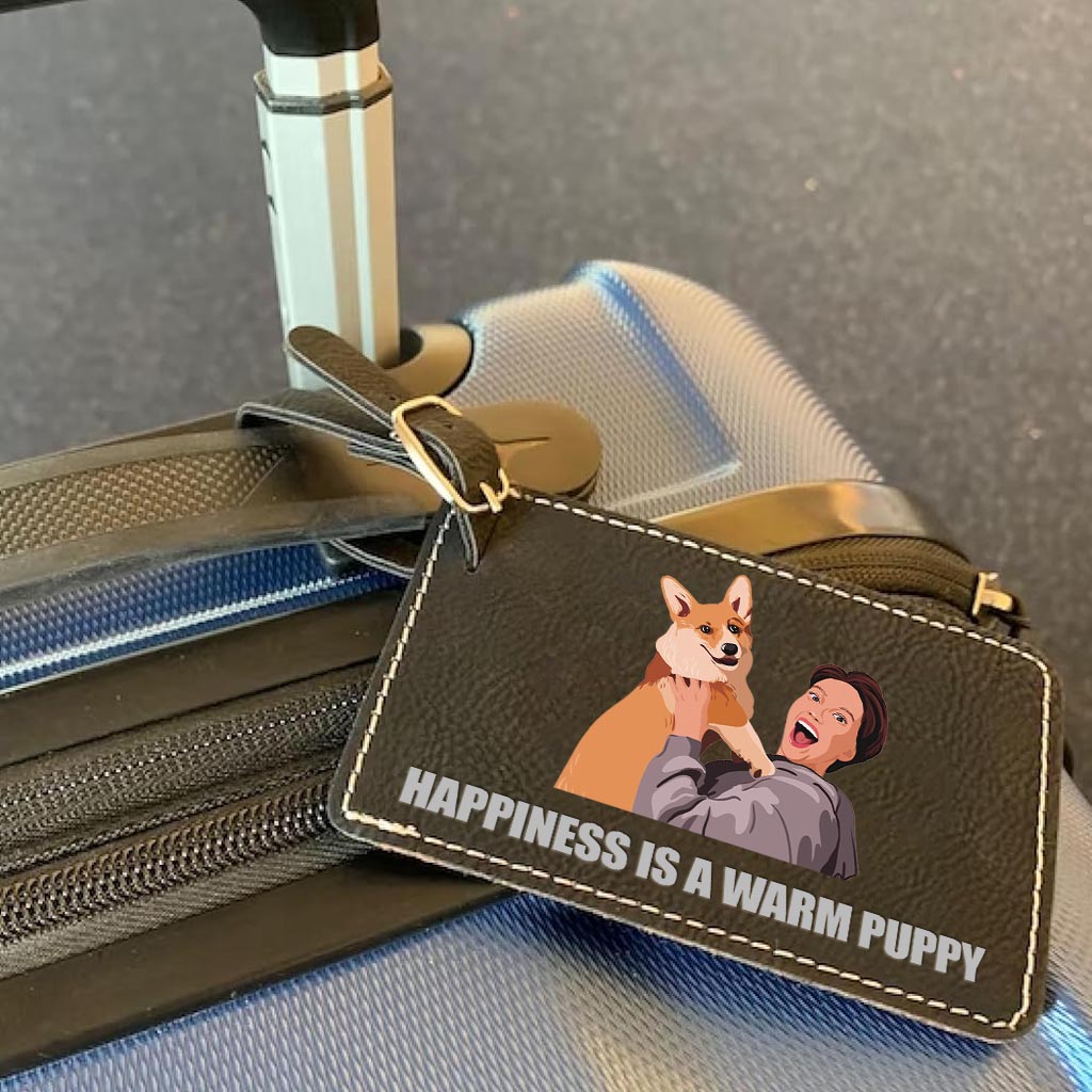Personalized Illustration Pet Portrait Travel Accessory Leatherette Luggage Tag, Pet Lover Keepsake