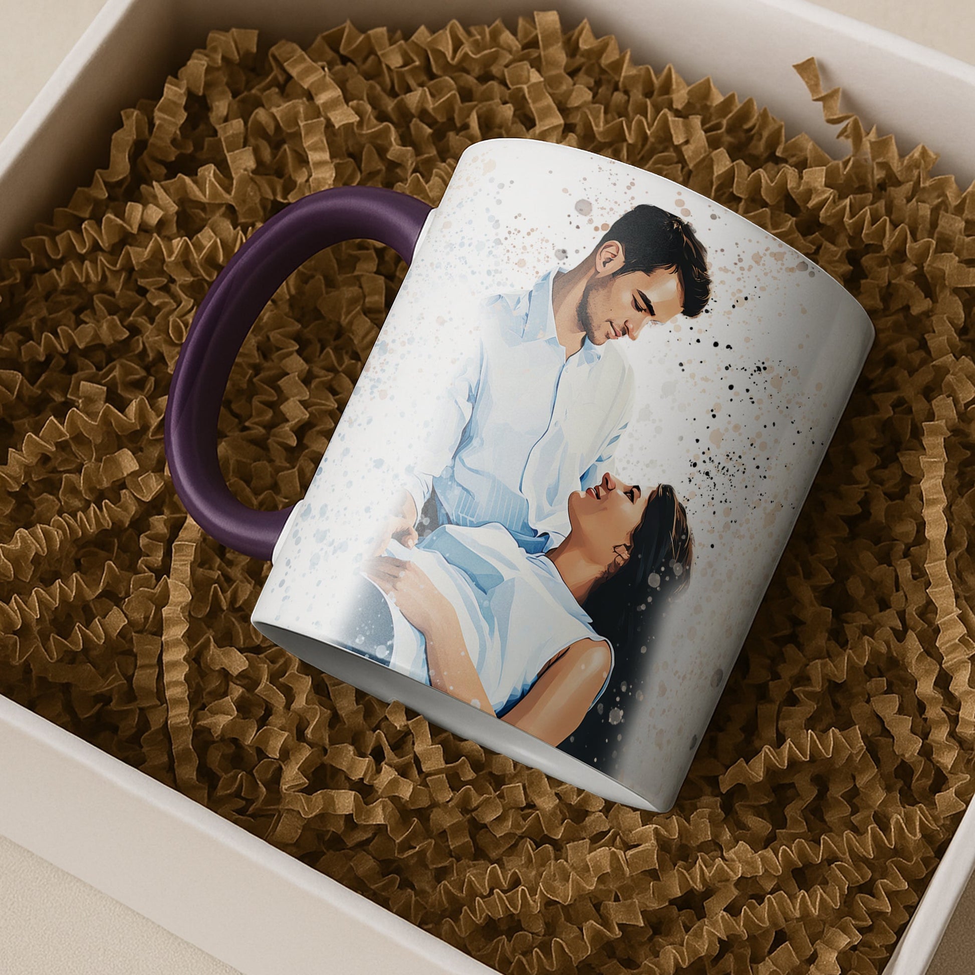 Custom Couple Illustration Mug, Turn Photo to Art, Accent Coffee Mug (11, 15oz) - BeUnikArt