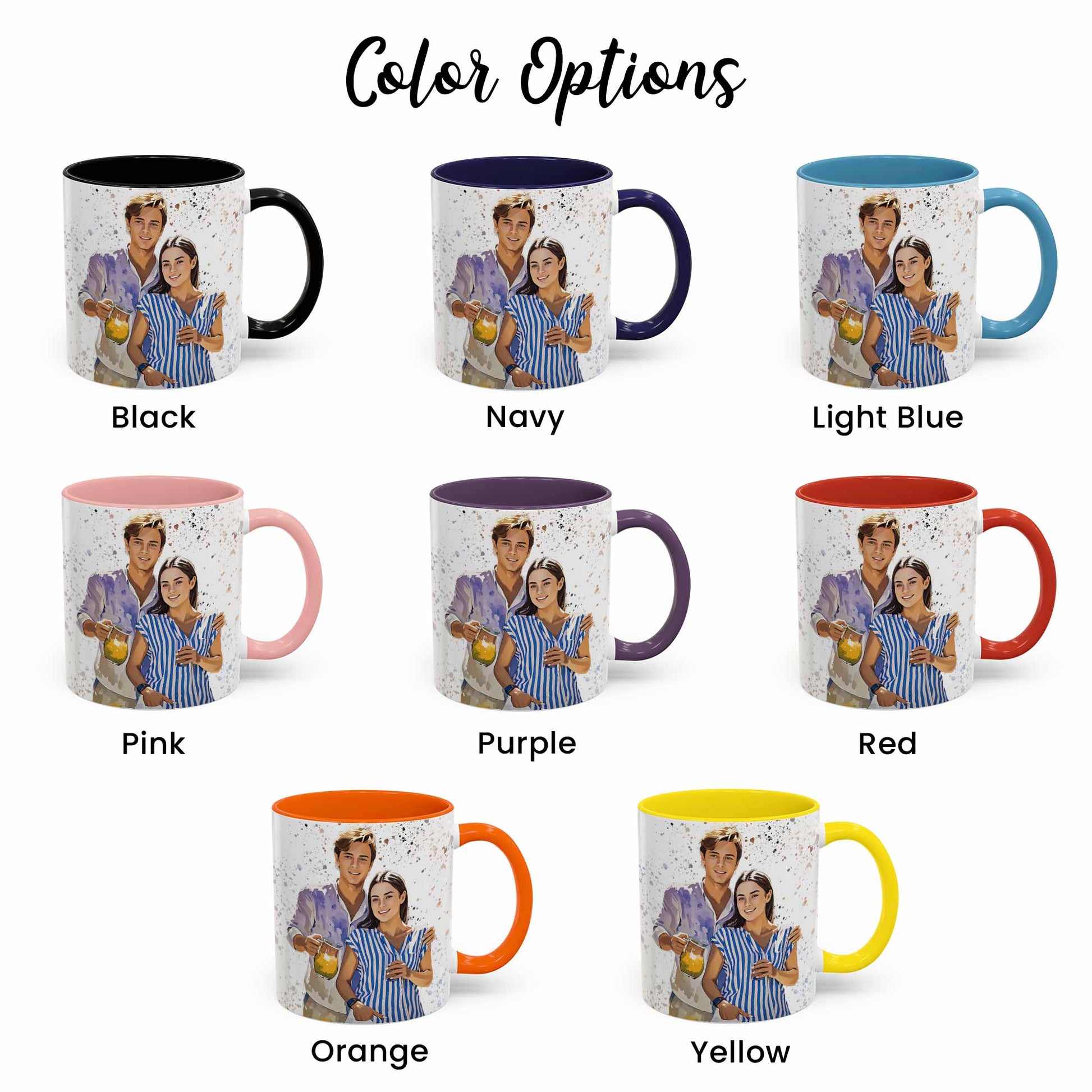 Custom Couple Illustration Mug, Turn Photo to Art, Accent Coffee Mug (11, 15oz) - BeUnikArt