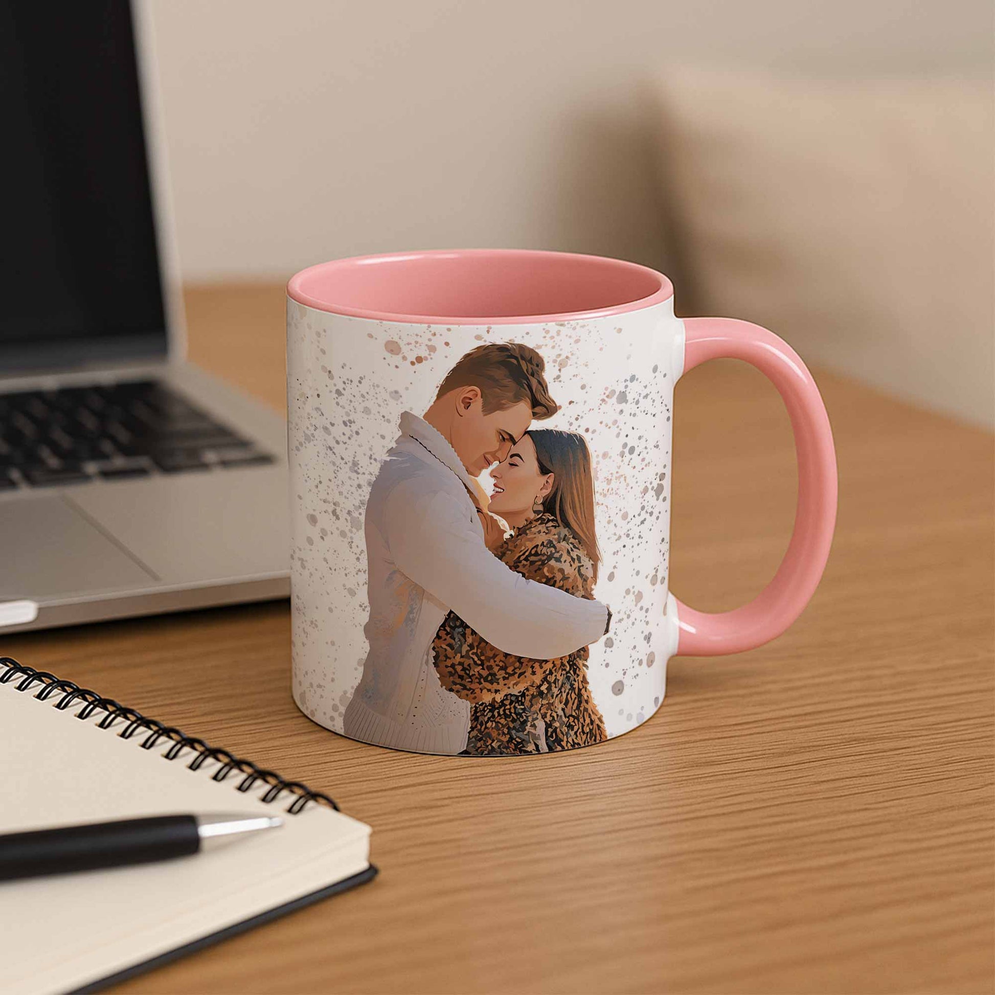 Custom Couple Illustration Mug, Turn Photo to Art, Accent Coffee Mug (11, 15oz) - BeUnikArt